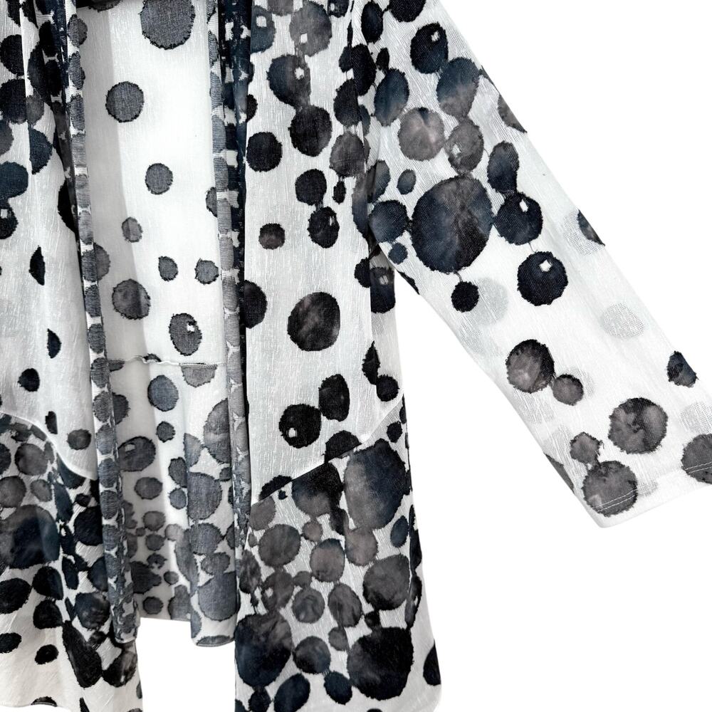 Shana Small Wearable Art to Wear Sheer Black White Open Front Blouse Shirt Top - Picture 5 of 8